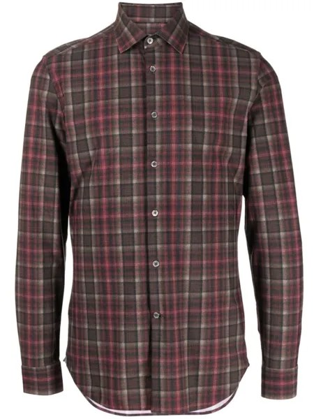Клетчатая рубашка узкого кроя Corneliani, красный
