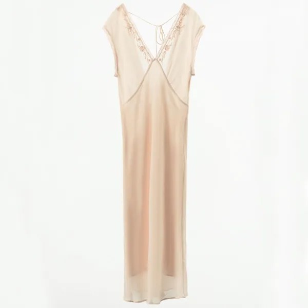 Платье Zara Embroidered Midi, бледно-розовый