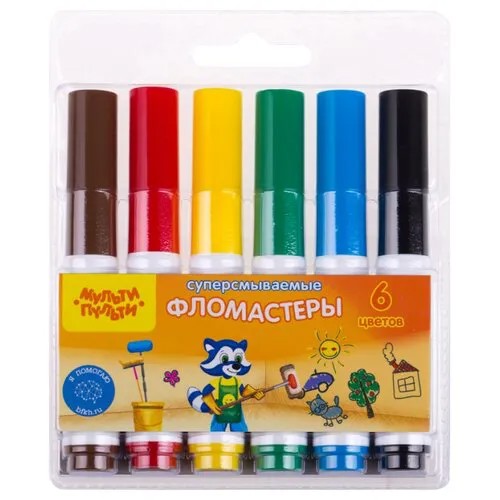 Мульти-Пульти Набор фломастеров Приключения Енота (WP_19279), 6 шт.