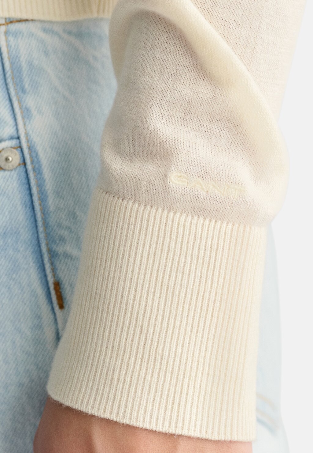 Джемпер FINE CREW NECK  GANT, кремовый