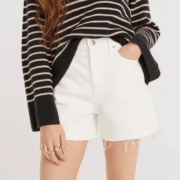 Джинсовые шорты с высокой посадкой белого цвета J.Crew, белый