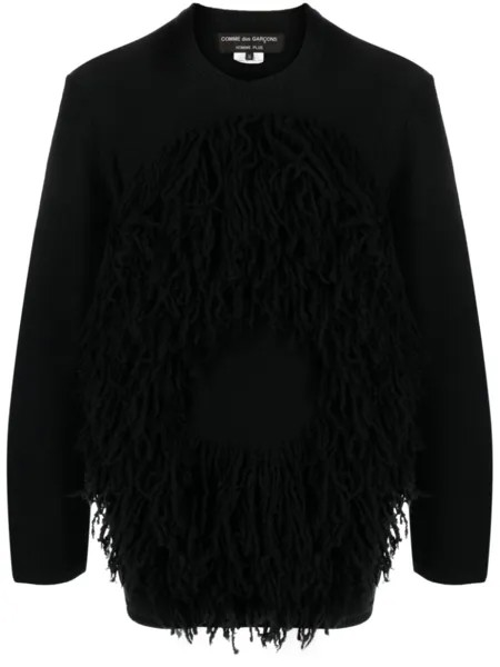 Шерстяной джемпер с бахромой Comme des Garçons Homme Plus, черный