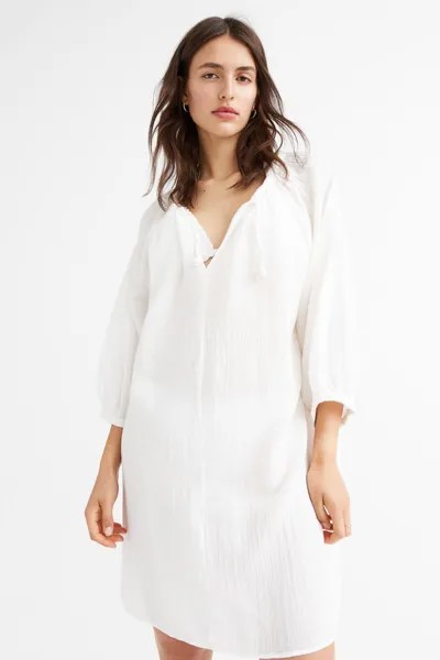 Платье с объемными рукавами H&M, белый