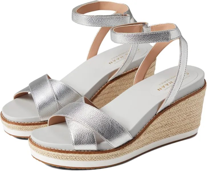 Босоножки Cloudfeel Espadrille Wedge Sandal 75 mm Cole Haan, цвет Silver