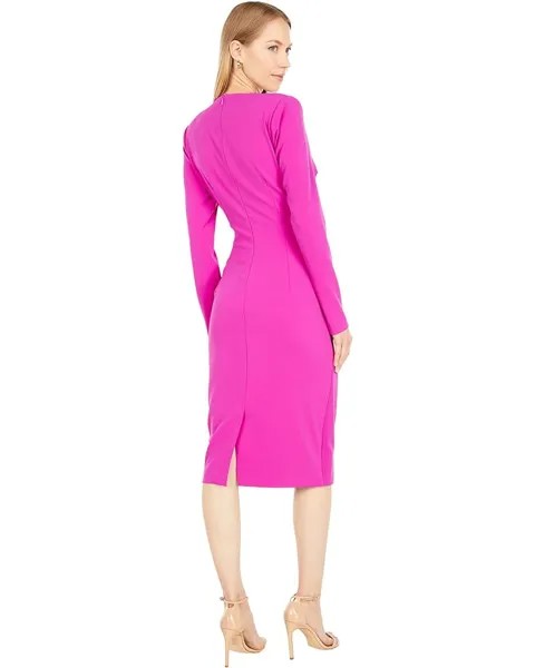 Платье Badgley Mischka Long Sleeve Shirred Day Dress, фуксия