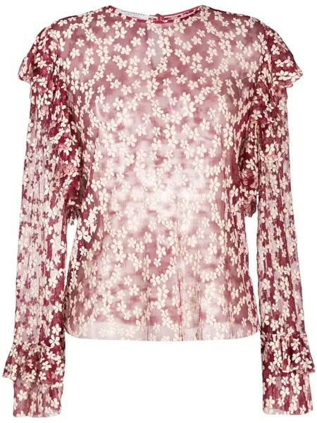 Philosophy Di Lorenzo Serafini блузка с оборками и цветочной вышивкой