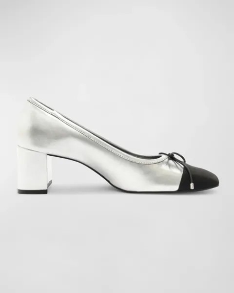 Туфли-лодочки Arissa с бантиком и металлизированным носком Schutz, цвет Silver/Black