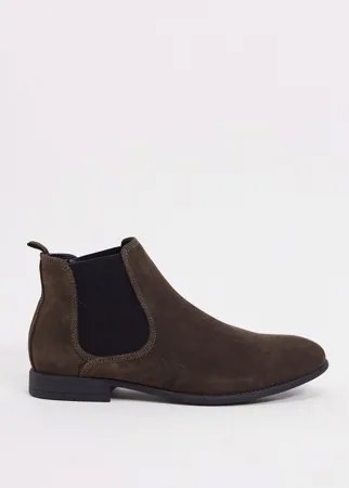 Замшевые ботинки челси коричневого цвета New Look-Коричневый