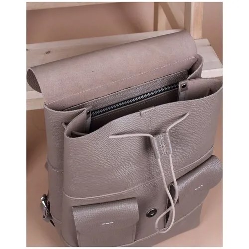 Женский рюкзак из натуральной кожи серо-бежевый B010 taupe grain Divalli