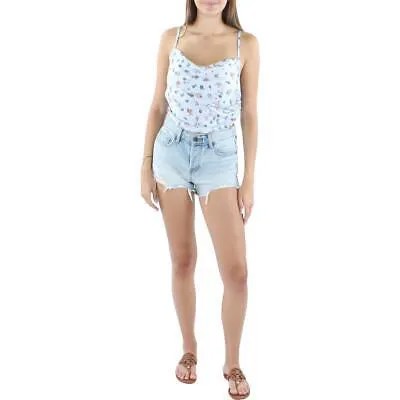Derek Heart Womens Blue Satin Cowl Neck Top Tank Top Shirt L BHFO 3658