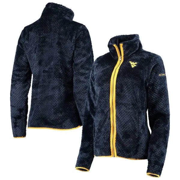 Женская куртка Columbia Navy West Virginia Mountaineers Fireside II Sherpa с молнией во всю длину