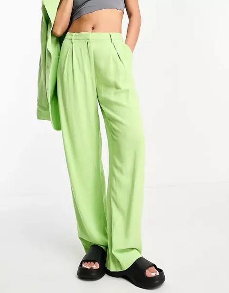 Комбинированные льняные брюки пастельного зеленого цвета Weekday Lilah эксклюзивно для ASOS, зеленый