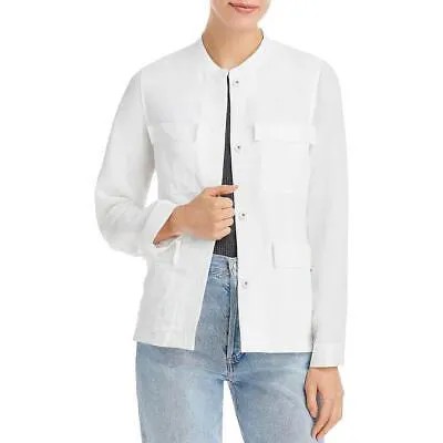 Kobi Halperin Женская белая льняная короткая повседневная куртка-рубашка Пальто M BHFO 9443