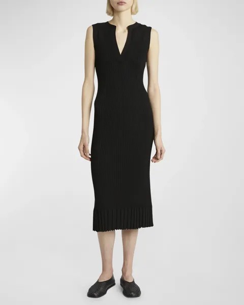Платье миди в рубчик без рукавов Tatum с V-образным вырезом Proenza Schouler, цвет Black