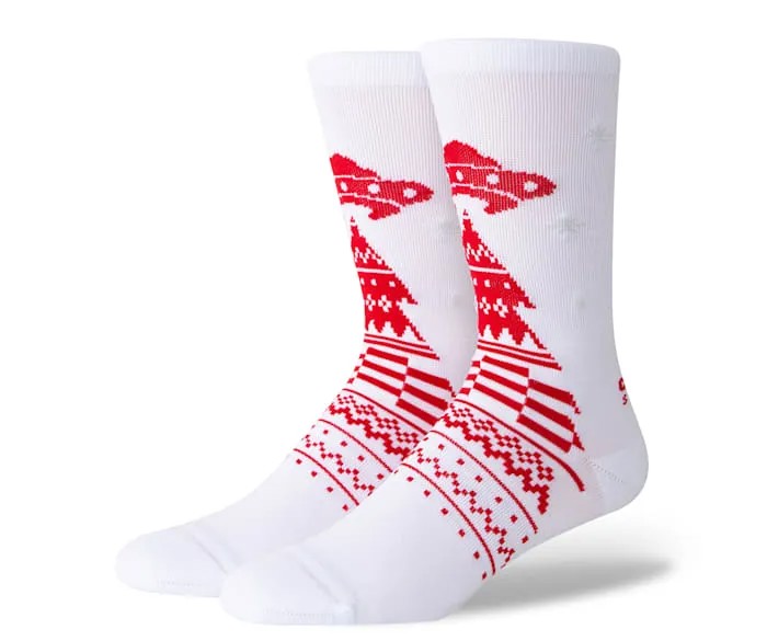 Носки CrocsSocks Winter Crew мужские, цвет White / Red