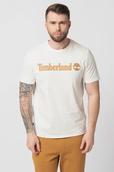 Линейная футболка с овальным вырезом и логотипом Timberland, коричневый