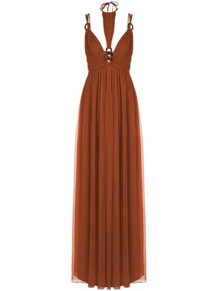 Полупрозрачное платье макси Alberta Ferretti, коричневый