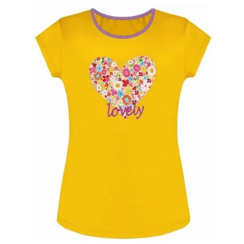Желтая футболка для девочки 80441-ДЛ17 36/146