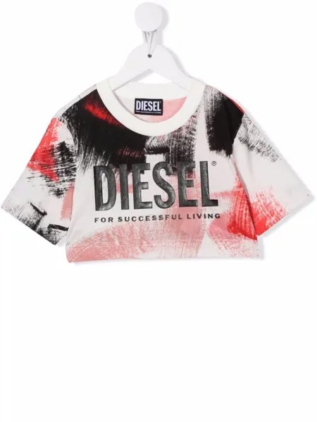 Diesel Kids укороченная футболка с логотипом