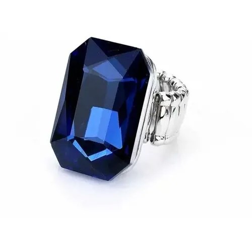 Кольцо помолвочное VERBA, кристалл, размер 16, серебряный, синий