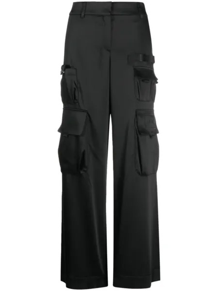 Off-White атласные брюки карго, черный