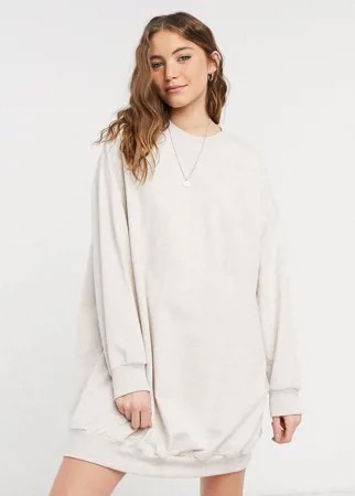 Бежевое меланжевое платье-худи в стиле oversized ASOS DESIGN-Бежевый