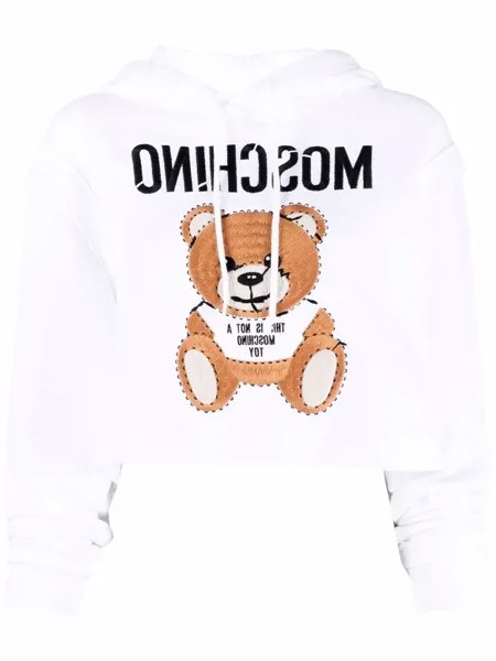 Moschino укороченное худи с вышивкой