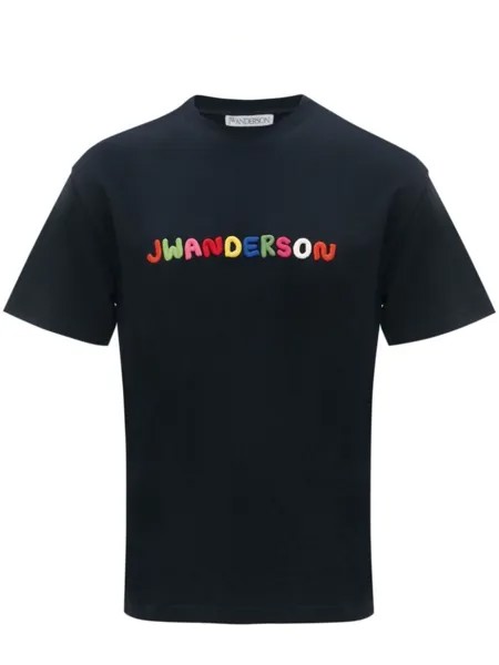 JW Anderson футболка с вышитым логотипом, синий