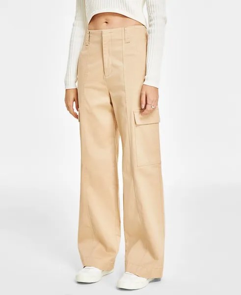 Женские широкие брюки-карго с очень высокой талией Calvin Klein Jeans, тан/бежевый