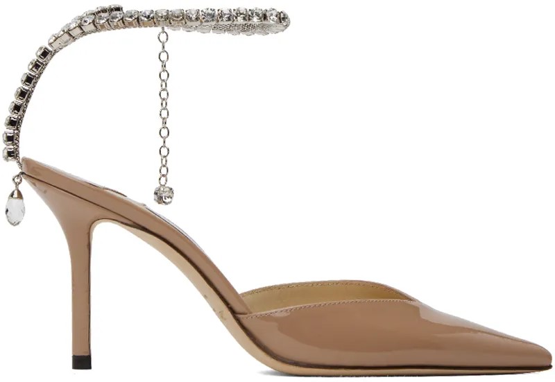 Бежевые туфли Saeda 85 на каблуках Jimmy Choo