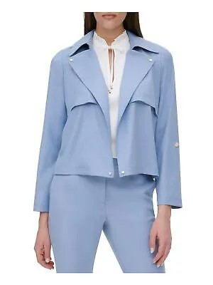 Женский синий эластичный пиджак с рукавами 3/4 DKNY для работы, куртка для миниатюрных размеров, 2 шт.