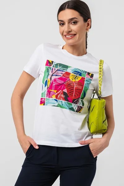 Хлопковая футболка с фигурным рисунком Marella, белый