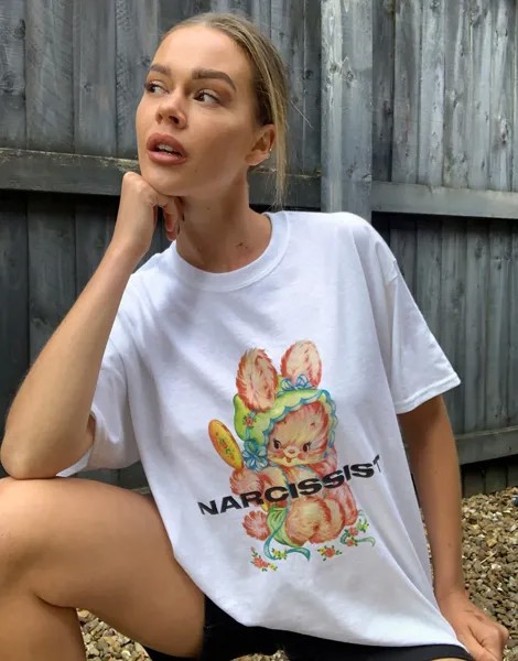 Oversized-футболка с принтом New Girl Order-Белый