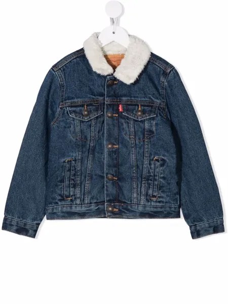 Levi's Kids джинсовая куртка с воротником из шерпы