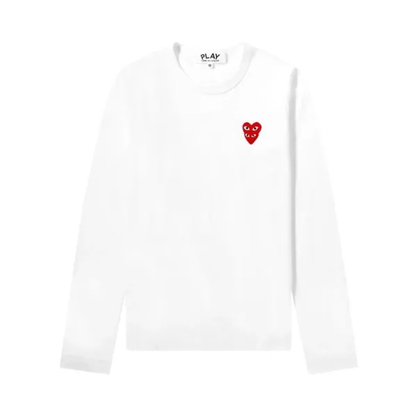 Футболка Comme des Garçons PLAY Double Heart Long-Sleeve T-Shirt 'White', белый