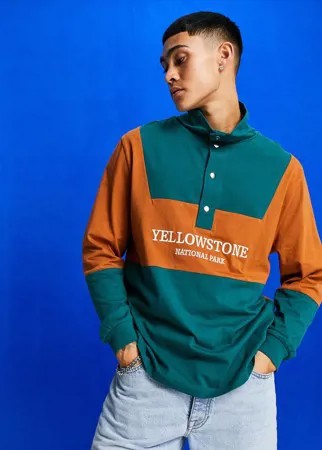 Свободный лонгслив в стиле колор-блок с воротом в спортивном стиле ASOS DESIGN-Разноцветный