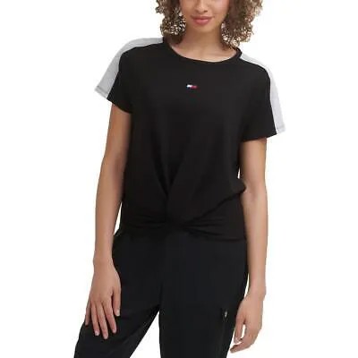 Tommy Hilfiger Sport Womens Twist Top Mesh Inset Tee Pullover Top BHFO 4568