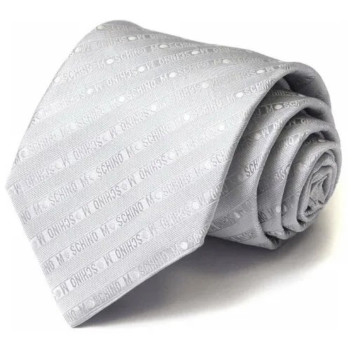 Серебристый галстук в полоску с буквами Moschino 36708