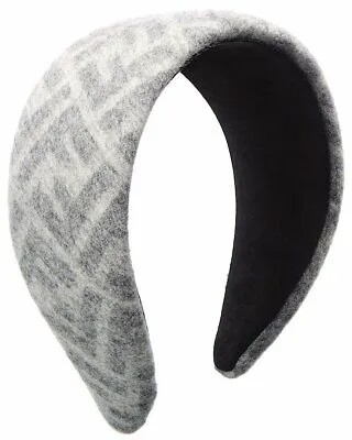 Женская повязка на голову Fendi Ff с принтом на кожаной подкладке из шерсти и шелка, черная