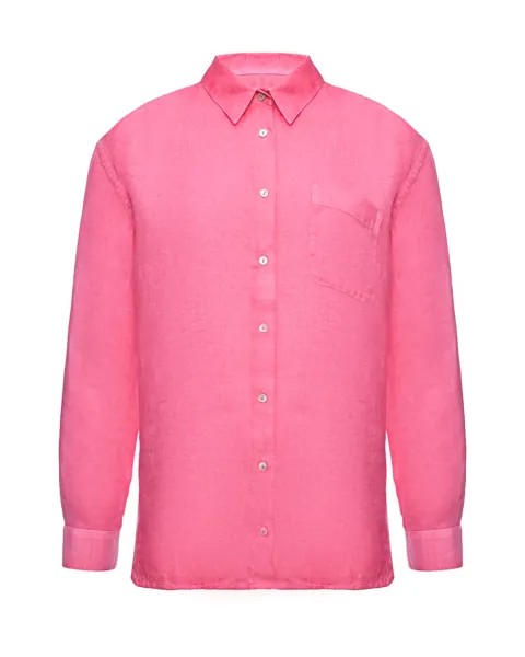 Льняная рубашка с длинными рукавами, фуксия 120% Lino