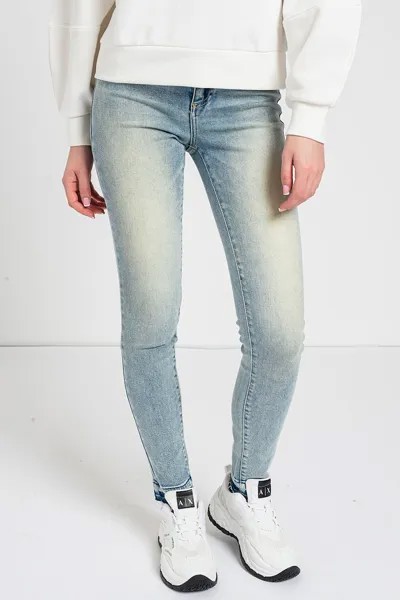 Узкие джинсы с потертым эффектом Armani Exchange, зеленый