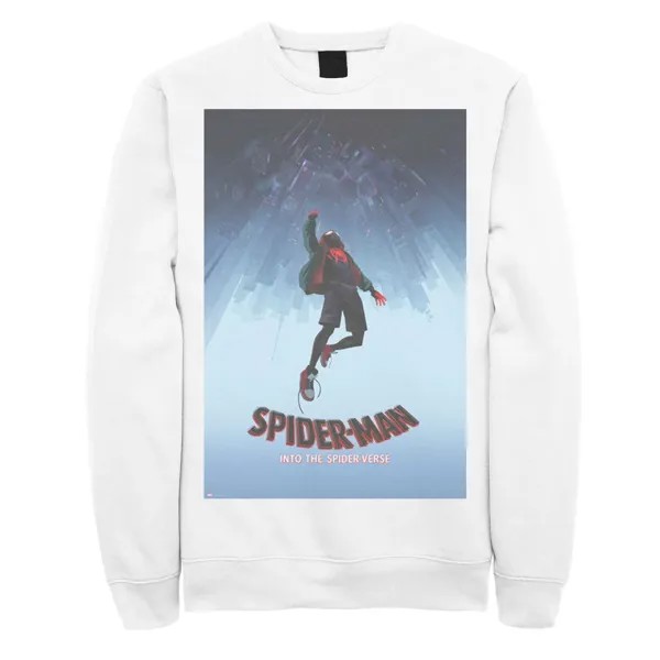 Мужской флисовый пуловер с изображением Marvel Spiderverse Upside Down City и плакатом