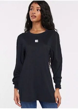 Черный oversized-лонгслив бойфренда с логотипом The North Face