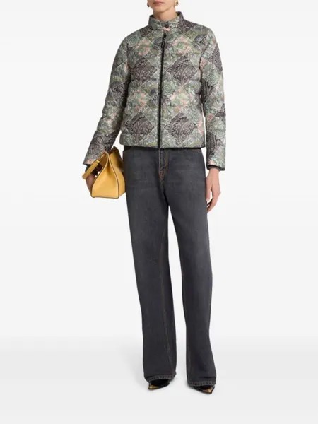 ETRO куртка-пуховик с узором пейсли, черный