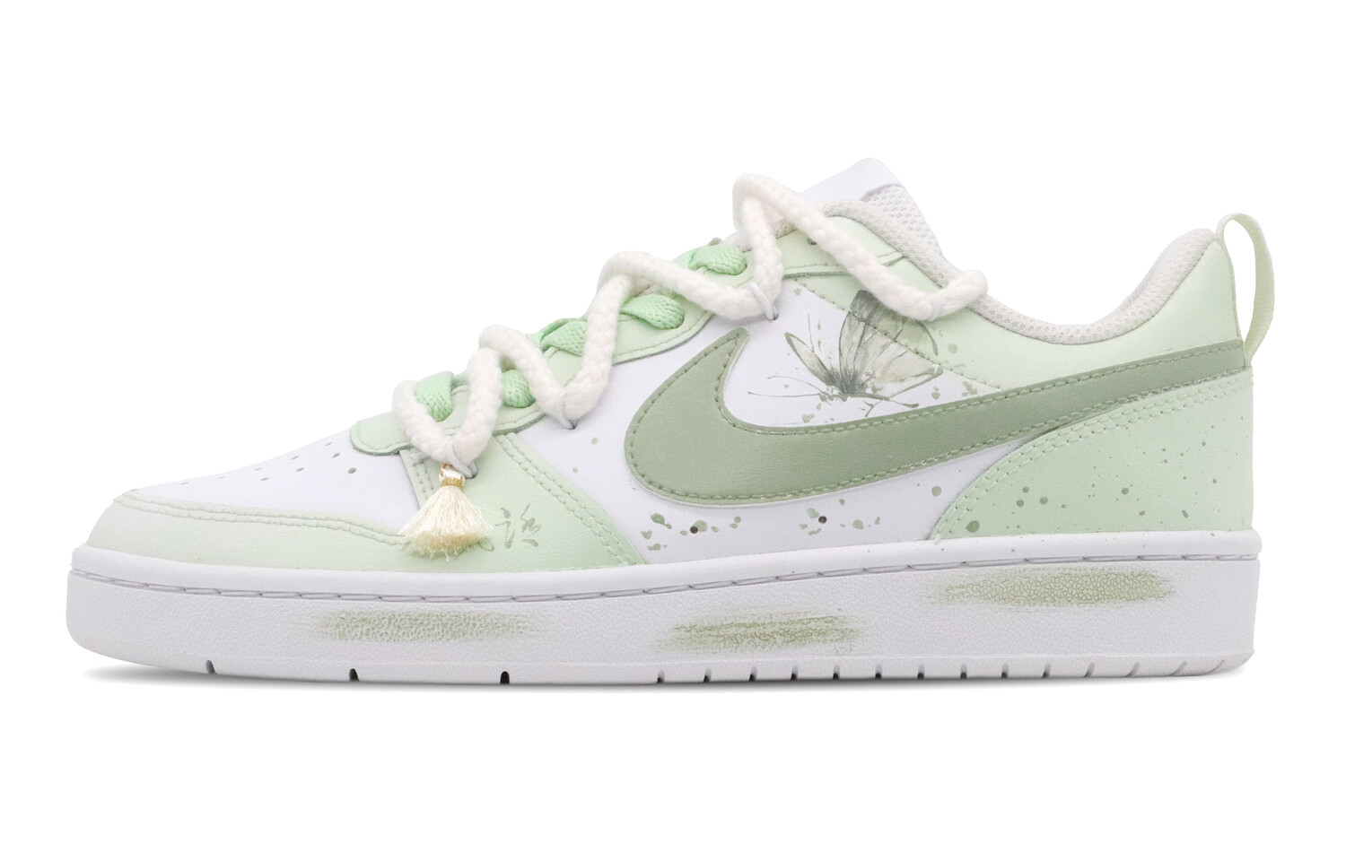 Кроссовки Nike Court Borough Skateboarding Shoes Women's Low-top White, зеленый