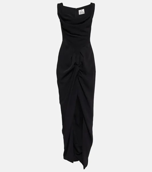 Платье миди из крепа Panther с драпировкой VIVIENNE WESTWOOD, черный