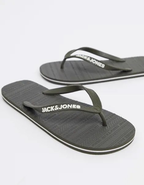 Шлепанцы оливкового цвета Jack & Jones-Зеленый
