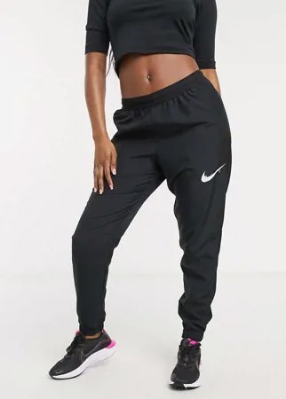 Черные спортивные штаны с логотипом-галочкой Nike Running-Черный цвет