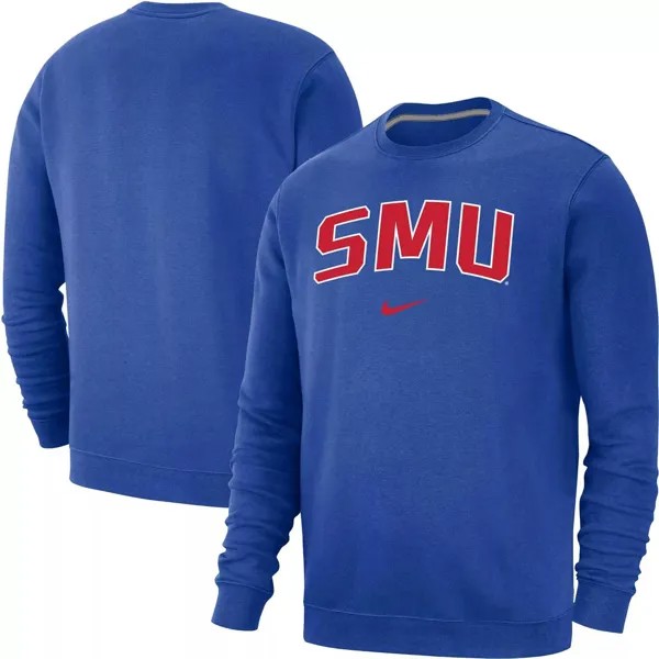 Мужской флисовый пуловер свитшот Royal SMU Mustangs Arch Club Nike