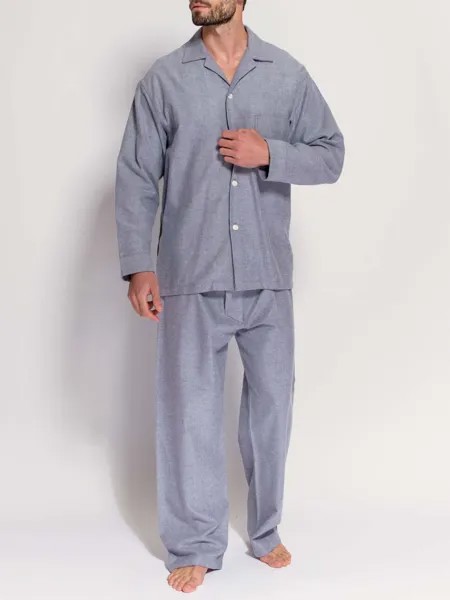 Хлопковый пижамный комплект с узором елочка British Boxers, пепельно-серый
